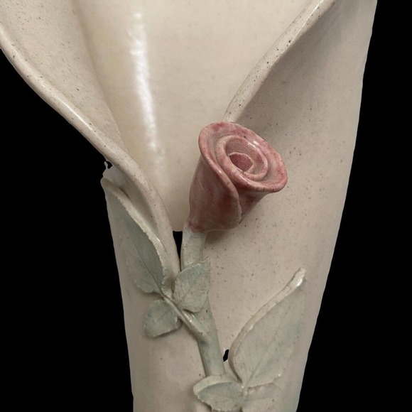 Vintage Palm Pottery, Collison Signed Pastel Calla Lily Vase 15” Tall EUC - Picture 7 of 9